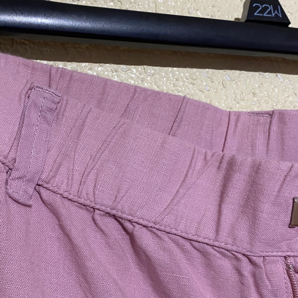Liz Claiborne Cropped Pants XXL Pink Wide Leg Relaxed 4-Pockets Linen Cotton - Picture 8 of 13